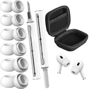 Travel Silicone Memory Foam Universal Earphone Tips with Case & Cleaning Pen - Airpods Pro Compatible - Includes 6 Pairs of Ear-Tips - Small, Medium & Large