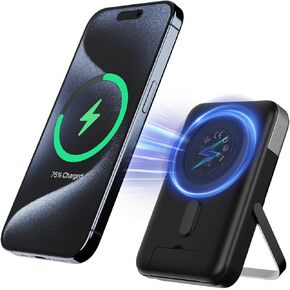 Magnetic Power Bank, 10000mAh Portable Charger, 22.5W Fast Wireless Battery Pack with LED Display, Portable Phone Charger with Stand, for iPhone 15/14/13/12 Series