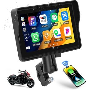 شاشة CAMECHO للدراجات النارية CarPlay، 5 بوصات مقاومة للماء محمولة لاسلكية Apple Carplay Android Auto للدراجات النارية، شاشة لمس ستيريو للسيارة تدعم بلوتوث مزدوج، وصلة مرآة، EQ، التحكم الصوتي Siri in Kuwait