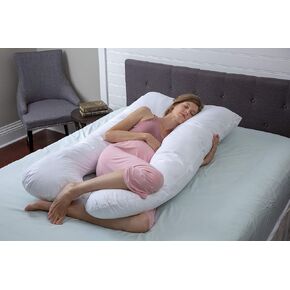 AllerEase 100% Cotton Pregnancy Pillow, 61" x 34" x 7", White