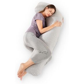 Zomee Comfort Pregnancy Pillow - J Shaped Maternity Pillow for Side Sleeping & Nursing Cozy Support for Neck,Head, Back and Belly, includes Soft Cover