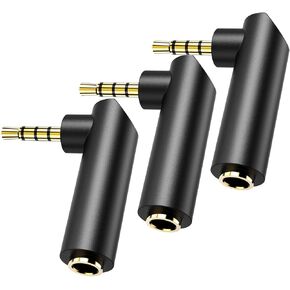 3.5mm Angle Male to Female Audio Adapter,90 Degree Right Angle Gold-Plated TRS Stereo Jack Plug Aux Connector, Compatible with Headsets, Tablets, MP3 Players, Game Controllers, Speakers - 3pack