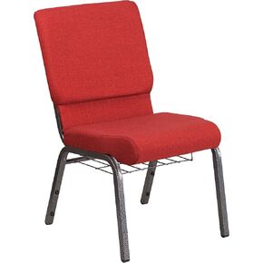 كرسي الكنيسة من سلسلة Flash Furniture HERCULES مقاس 18.5 بوصة من القماش الأزرق مع حامل كتب للأكواب - إطار الوريد الذهبي in Saudi Arabia