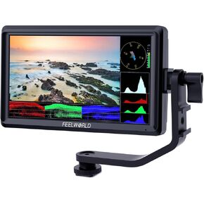 FEELWORLD FW568 V2 6 inch DSLR Camera Field Monitor with Waveform LUTs Video Peaking Focus Assist 1920x1080 IPS with 4K HDMI 8.4V DC Input Output