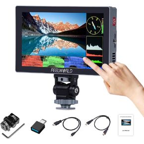 FEELWORLD P6X 5.5-Inch Touchscreen Camera Monitor 1000Nit Camera Field Monitor, Supports 4K 60Hz,3D LUT, HDR,Waveform Aluminum Casing 9:16 Marker
