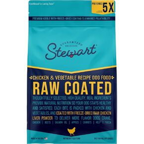 Stewart Dog Food, Raw Coated Chicken & Vegetable Recipe, 10 lb. Bag, Probiotics for Dogs, Made in USA, Chicken Dog Food, Products for Dogs