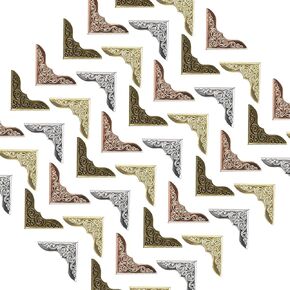 160PCS Metal Book Corners with Box, Book Corner Protectors, Aesthetic Album Diary Menus Corners, Antique Vintage Gold Corners Decorative for Scrapbooking Photo Book Album Scrapbooking Tools