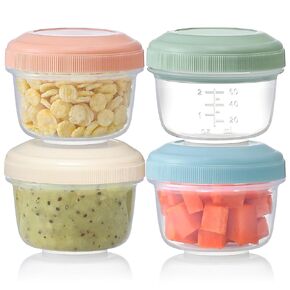 VITEVER 16 Pack 4 oz Small Containers with Lids, Reusable Plastic Food Storage Containers with Multicolor Lids for Snack and Puree, Stackable Deli Containers, Freezer Storage Containers, BPA Free