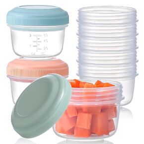 VITEVER 16 Pack 4 oz Small Containers with Lids, Reusable Plastic Food Storage Containers with Multicolor Lids for Snack and Puree, Stackable Deli Containers, Freezer Storage Containers, BPA Free