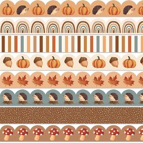 Whaline 82Ft Woodland Bulletin Board Borders Boho Woodland Deer Tree Bear Adhesive Trim Border for School Classroom Office Party Decoration
