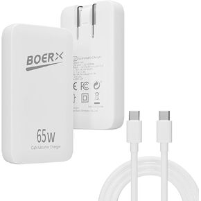 Compact 65W Gallium Nitride USB C Charger - Ultra-Thin USB Charger Dual-Port USB & Type-C Fast Charger Flodable Plug Wall Charger Compatible with Multiple Devices for Travel,Business,Daily