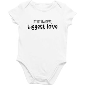 Printique Organic Onesie Baby One Piece Short Sleeve Bodysuit, 0-18 Months - Littlest heartbeat, biggest love