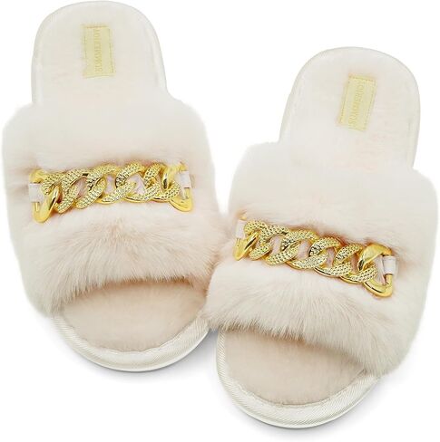 Slippers for Women, House Slippers for Woman, Fuzzy Slippers Women, Memory Foam Slippers for Women, Open Toe Slip On Bedroom Shoes in Saudi Arabia