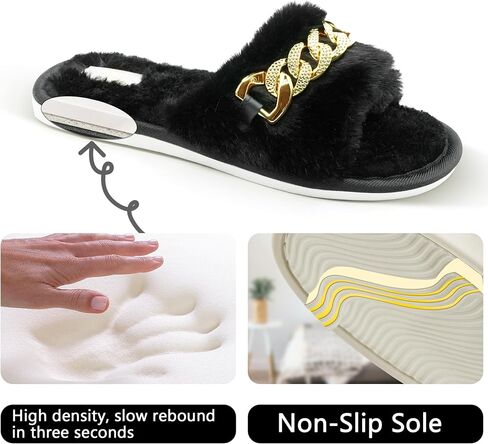 Slippers for Women, House Slippers for Woman, Fuzzy Slippers Women, Memory Foam Slippers for Women, Open Toe Slip On Bedroom Shoes in Saudi Arabia