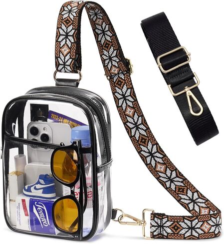 QOECI Clear Bag for Stadium Events Clear Sling Bag Backpack Clear Fanny Pack Stadium Approved Clear Crossbody Purses Transparent Chest Bag for Women Men with 2 Adjustable Removable Straps in Saudi Arabia