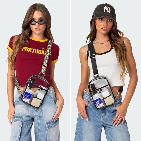 QOECI Clear Bag for Stadium Events Clear Sling Bag Backpack Clear Fanny Pack Stadium Approved Clear Crossbody Purses Transparent Chest Bag for Women Men with 2 Adjustable Removable Straps in Saudi Arabia