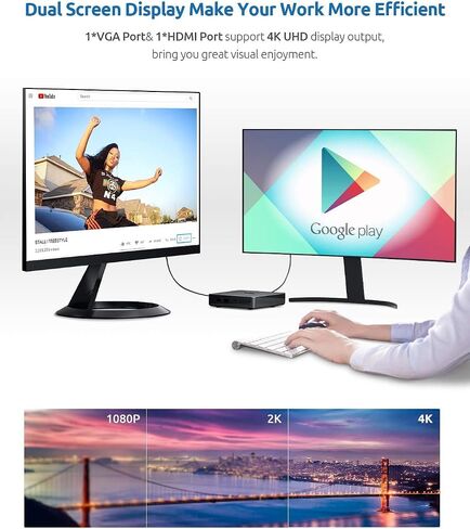 كمبيوتر صغير Bmax B1 Pro Intel N4000 (حتى 2.6 جيجا هرتز) 8 جيجا LPDDR4/128 جيجا بايت eMMC كمبيوتر صغير WiFi5 HDMI/VGA 4K HD 2.4 جيجا هرتز/5 جيجا هرتز واي فاي مزدوج BT4.2 كمبيوتر صغير in Saudi Arabia