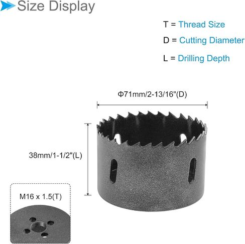 Bi-Metal Hole Saw, 71mm 2-13/16 Inch Dia Hole Saw, High Speed Steel Cutter - (Applications: for Wood Brass Zinc), 1-Pieces in Saudi Arabia