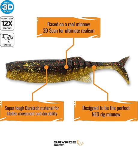 طعم الصيد Savage Gear NED Goby، قرع أخضر، ملامح واقعية، ألوان وحركة، بناء متين 12X، ملح ورائحة in Kuwait