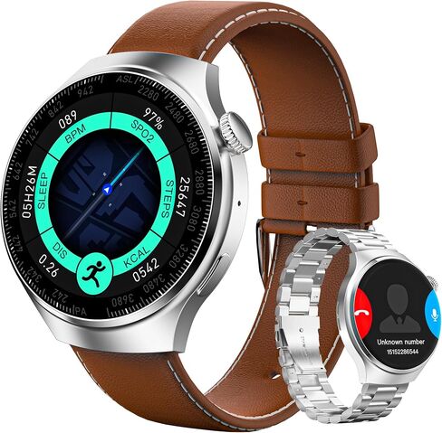 W50 Smart watch (answering/calls), 1.52-inch AMOLED HD screen round Smart watches for Men, sports mode fitness watches, IP67 waterproof Heart rate sleepmonitor smartwatch compatible Android/iPhone in Saudi Arabia