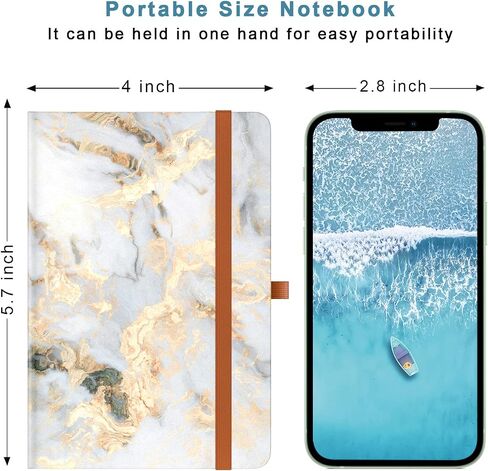 Huamxe Small Notebook, Mini Pocket Notebooks Journal A6 5.7" x 3.9", Leather Hardcover with Pen Holder, 160 Thick Papers, Cute Lined Notebook Small Notepad for Women Writing Work Travel,Pink Marble in Saudi Arabia