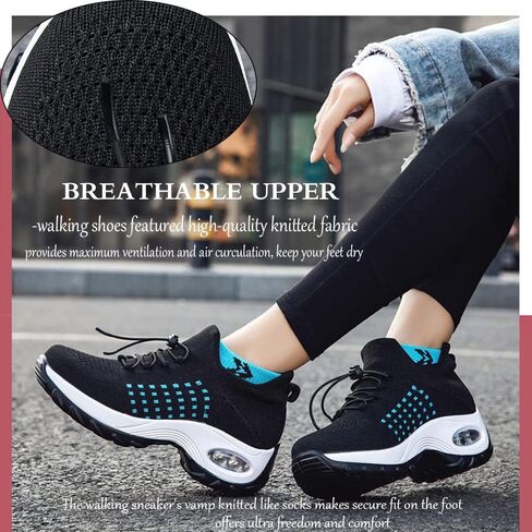 CrazySavage Womens Walking Shoe-Sock Sneakers Slip on Nursing Orthotic Heel Pain Relief Wedge Mesh Platform Air Cushion Buffer Nurse Shoe in Saudi Arabia