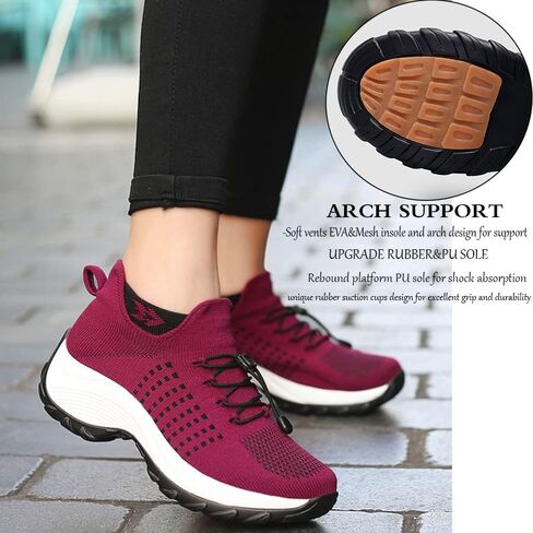 CrazySavage Womens Walking Shoe-Sock Sneakers Slip on Nursing Orthotic Heel Pain Relief Wedge Mesh Platform Air Cushion Buffer Nurse Shoe in Saudi Arabia