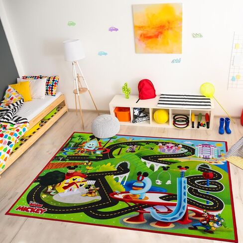 Gertmenian Disney Retro Classic Mickey Mouse Area Rug for Children & Teens, Kids Home Decor for Girls & Boys, 4x6 Large, Gray White, 31133 in Saudi Arabia