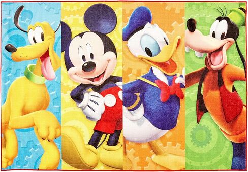 Gertmenian Disney Retro Classic Mickey Mouse Area Rug for Children & Teens, Kids Home Decor for Girls & Boys, 4x6 Large, Gray White, 31133 in Saudi Arabia