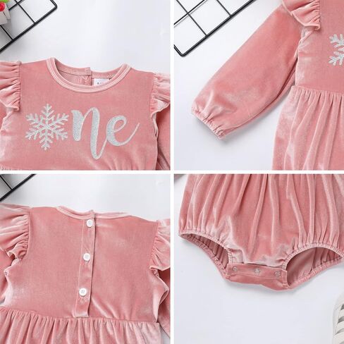 AWIBMK Baby Girls Christmas Velvet Romper for Newborn Ruffles Bodysuit Jumpsuit Fall Winter Outfit with Headband Socks 3PCS in Saudi Arabia
