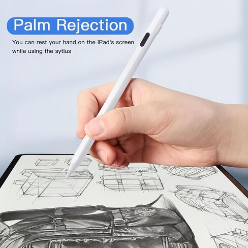 قلم ستايلس لجهاز iPad، لقلم Apple الجيل الأول/الثاني، لجهاز iPad Air 3/4/5، 2018-2023، iPad Mini 5/6، iPad 6/7/8/9/10th، iPad Pro 11"، iPad Pro 12.9 "، مع خاصية رفض راحة اليد، وحساسية الميل، مع USB C، أبيض in Saudi Arabia