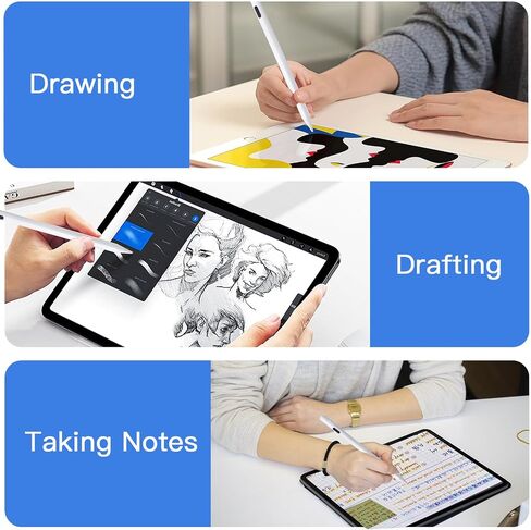 قلم ستايلس لجهاز iPad، لقلم Apple الجيل الأول/الثاني، لجهاز iPad Air 3/4/5، 2018-2023، iPad Mini 5/6، iPad 6/7/8/9/10th، iPad Pro 11"، iPad Pro 12.9 "، مع خاصية رفض راحة اليد، وحساسية الميل، مع USB C، أبيض in Saudi Arabia