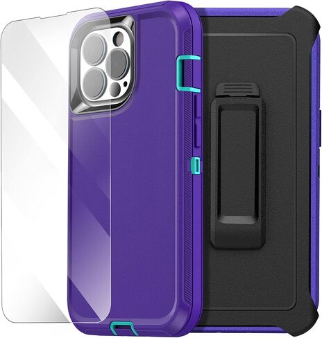 AICase Belt-Clip Holster Case for iPhone 14 Pro Case (6.1") with Glass Protector,Heavy Duty Drop Protection Full Body Rugged Shockproof/DustProof Military Grade Tough Durable Cover for iPhone 14 Pro in Saudi Arabia