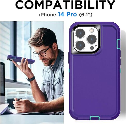 AICase Belt-Clip Holster Case for iPhone 14 Pro Case (6.1") with Glass Protector,Heavy Duty Drop Protection Full Body Rugged Shockproof/DustProof Military Grade Tough Durable Cover for iPhone 14 Pro in Saudi Arabia