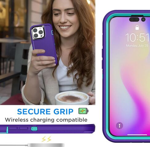 AICase Belt-Clip Holster Case for iPhone 14 Pro Case (6.1") with Glass Protector,Heavy Duty Drop Protection Full Body Rugged Shockproof/DustProof Military Grade Tough Durable Cover for iPhone 14 Pro in Saudi Arabia