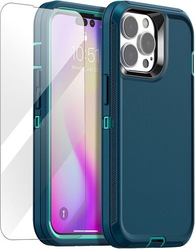 AICase Belt-Clip Holster Case for iPhone 14 Pro Case (6.1") with Glass Protector,Heavy Duty Drop Protection Full Body Rugged Shockproof/DustProof Military Grade Tough Durable Cover for iPhone 14 Pro in Saudi Arabia