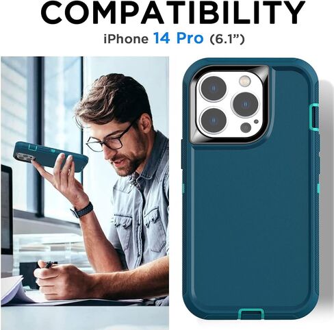 AICase Belt-Clip Holster Case for iPhone 14 Pro Case (6.1") with Glass Protector,Heavy Duty Drop Protection Full Body Rugged Shockproof/DustProof Military Grade Tough Durable Cover for iPhone 14 Pro in Saudi Arabia