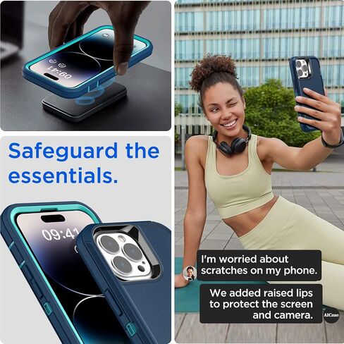AICase Belt-Clip Holster Case for iPhone 14 Pro Case (6.1") with Glass Protector,Heavy Duty Drop Protection Full Body Rugged Shockproof/DustProof Military Grade Tough Durable Cover for iPhone 14 Pro in Saudi Arabia
