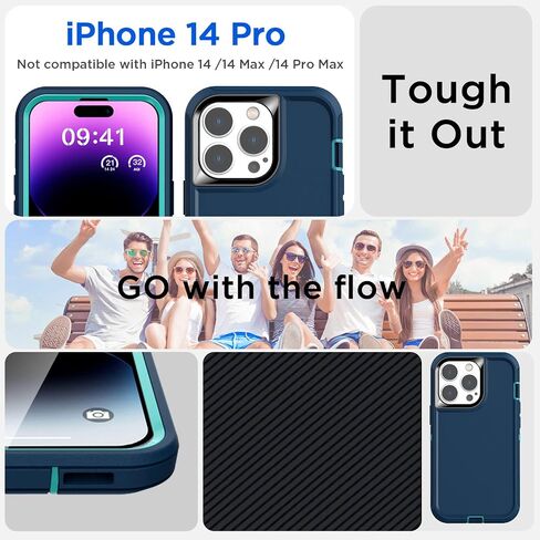 AICase Belt-Clip Holster Case for iPhone 14 Pro Case (6.1") with Glass Protector,Heavy Duty Drop Protection Full Body Rugged Shockproof/DustProof Military Grade Tough Durable Cover for iPhone 14 Pro in Saudi Arabia