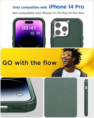 AICase Belt-Clip Holster Case for iPhone 14 Pro Case (6.1") with Glass Protector,Heavy Duty Drop Protection Full Body Rugged Shockproof/DustProof Military Grade Tough Durable Cover for iPhone 14 Pro in Saudi Arabia