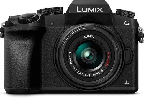 كاميرا باناسونيك لوميكس DMC-G7 الرقمية MFT بدون مرآة، عدسة 45-150 ملم، مرشحات للتقريب والأشعة فوق البنفسجية، بطاقة SD سعة 256 جيجابايت ومجموعة التنظيف in Saudi Arabia