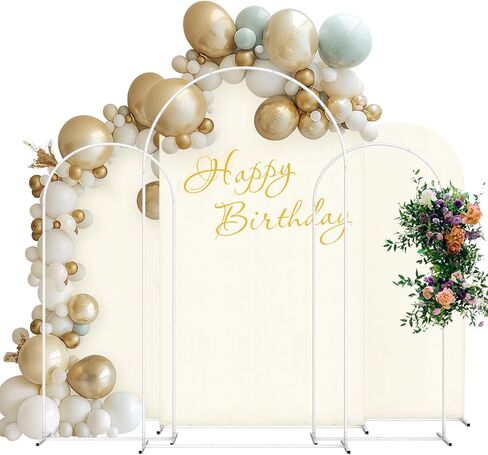 Arch Backdrop Stand and Cover Set, 7.3FT/6FT/6FT Wedding Metal Balloon Arch Backdrop Stand and Arch Cover, Backdrop Stand for Gender Reveal Baby Shower Bridal Decoration Party Birthday Ceremony in Saudi Arabia