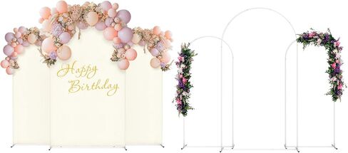 Arch Backdrop Stand and Cover Set, 7.3FT/6FT/6FT Wedding Metal Balloon Arch Backdrop Stand and Arch Cover, Backdrop Stand for Gender Reveal Baby Shower Bridal Decoration Party Birthday Ceremony in Saudi Arabia