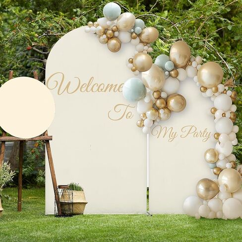 Arch Backdrop Stand and Cover Set, 7.3FT/6FT/6FT Wedding Metal Balloon Arch Backdrop Stand and Arch Cover, Backdrop Stand for Gender Reveal Baby Shower Bridal Decoration Party Birthday Ceremony in Saudi Arabia