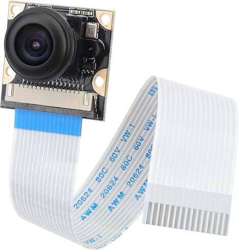 وحدة كاميرا MakerFocus Raspberry Pi 4B عين السمكة 130 درجة FOV OV5647 1080P 5 ميجابكسل رؤية ليلية كاميرا ويب بؤرية قابلة للتعديل متوافقة مع Raspberry Pi 4B/3B+/3B/2B، ZT002517IKRW8 in Kuwait