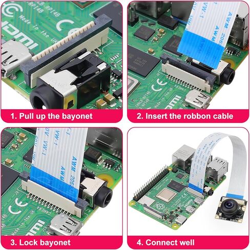 وحدة كاميرا MakerFocus Raspberry Pi 4B عين السمكة 130 درجة FOV OV5647 1080P 5 ميجابكسل رؤية ليلية كاميرا ويب بؤرية قابلة للتعديل متوافقة مع Raspberry Pi 4B/3B+/3B/2B، ZT002517IKRW8 in Kuwait