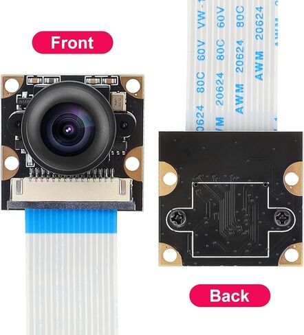 وحدة كاميرا MakerFocus Raspberry Pi 4B عين السمكة 130 درجة FOV OV5647 1080P 5 ميجابكسل رؤية ليلية كاميرا ويب بؤرية قابلة للتعديل متوافقة مع Raspberry Pi 4B/3B+/3B/2B، ZT002517IKRW8 in Kuwait