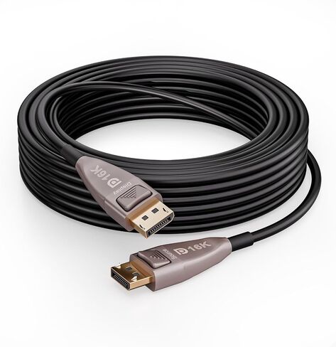 DisplayPort 16K Fiber Optic Cable, DisplayPort 2.0 2.1 kable support 80Gbps, 16K@60Hz, 8K@120Hz, 4K@240Hz 165Hz 144Hz, 2K@360Hz, Gaming Monitor Cord (DP16K-15m) in Saudi Arabia