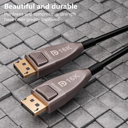 DisplayPort 16K Fiber Optic Cable, DisplayPort 2.0 2.1 kable support 80Gbps, 16K@60Hz, 8K@120Hz, 4K@240Hz 165Hz 144Hz, 2K@360Hz, Gaming Monitor Cord (DP16K-15m) in Saudi Arabia
