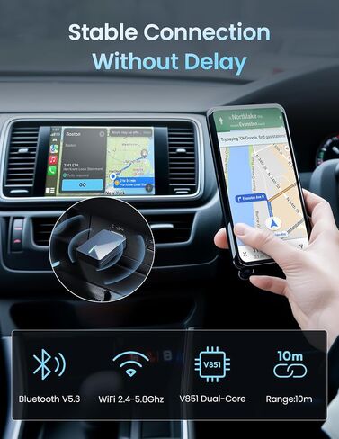 Kello Carplay Wireless Adapter, Convert Wired to Wireless CarPlay Adapter, Auto Car Play Wireless Dongle with iOS 10+ / Android 11+, Support OTA in Saudi Arabia